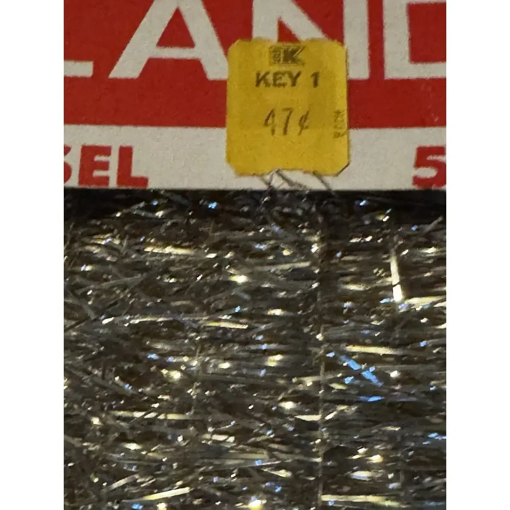 VTG Silver Christmas Garland National Tinsel Co USA Boxed MCM Holiday‎ Decor